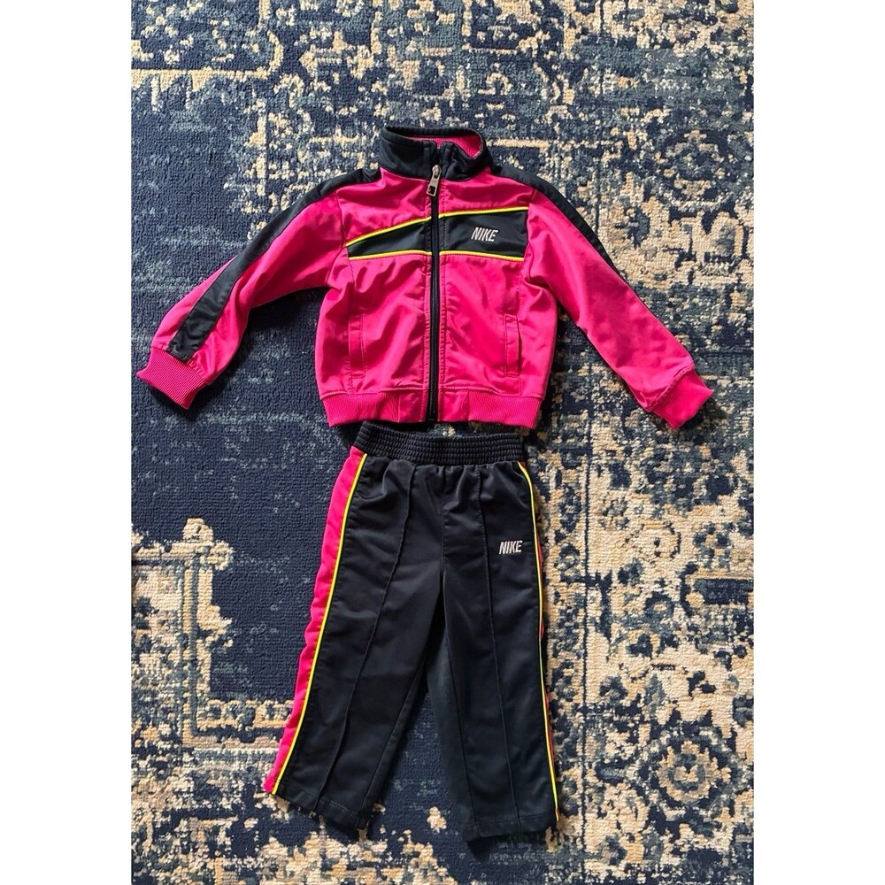 Nike Girls 2-Piece Tracksuit – Pink/Navy/Neon – 24M